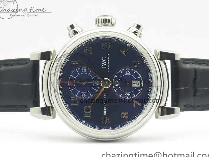 MIROTIME 0501 Breathable Da Vinci IW393402 SS ZF 1:1 Best Edition Blue Dial On Black Leather Strap A 7211
